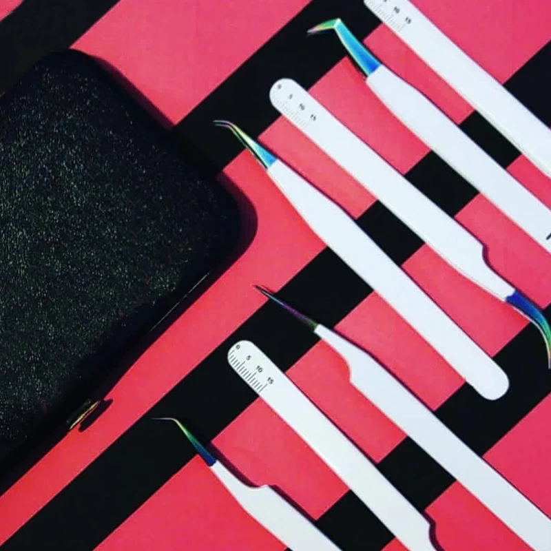 Hand Made Rose Gold Plasma Coated Professional Eyelash Extension Tweezers made of Medical Grade Stainless Steel Sharp Points