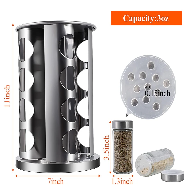 seasoning set meat oil smoking spice containers holder inside cabinet revolving rolling spice rack wood organizer containers