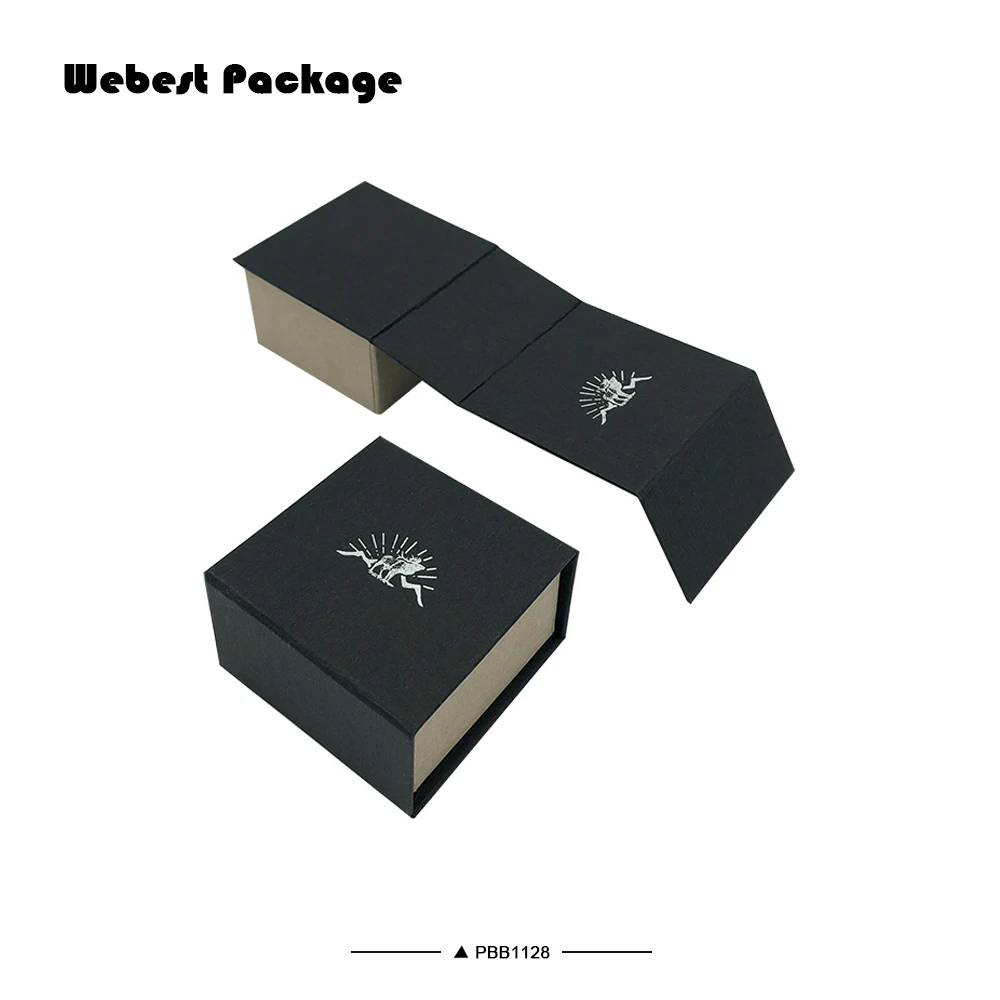 
Webest Package brown kraft paper jewelry box 2rings couple single ring box with hotstamping logo 