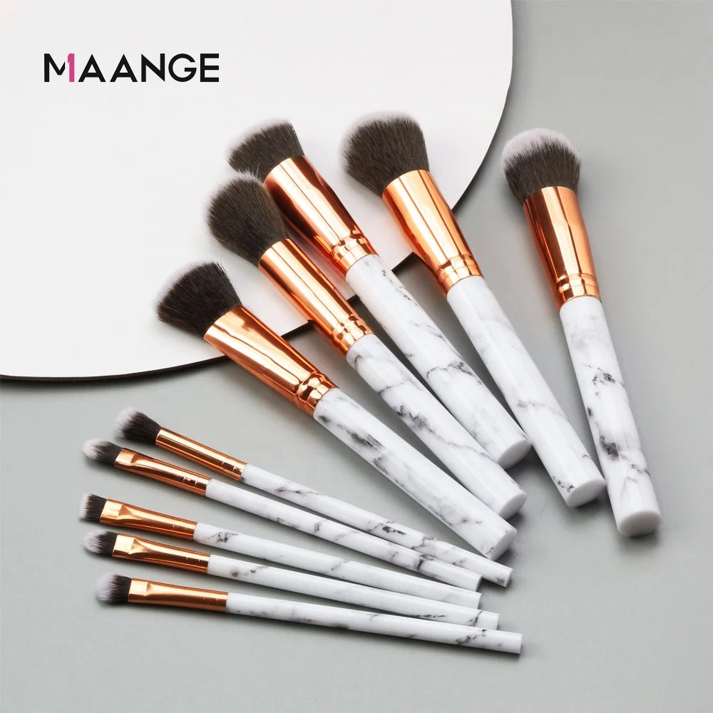 MAANGE 10pcs Cosmetic brush make set up luxury makeup brush set kit custom logo private label marble makeup brush set