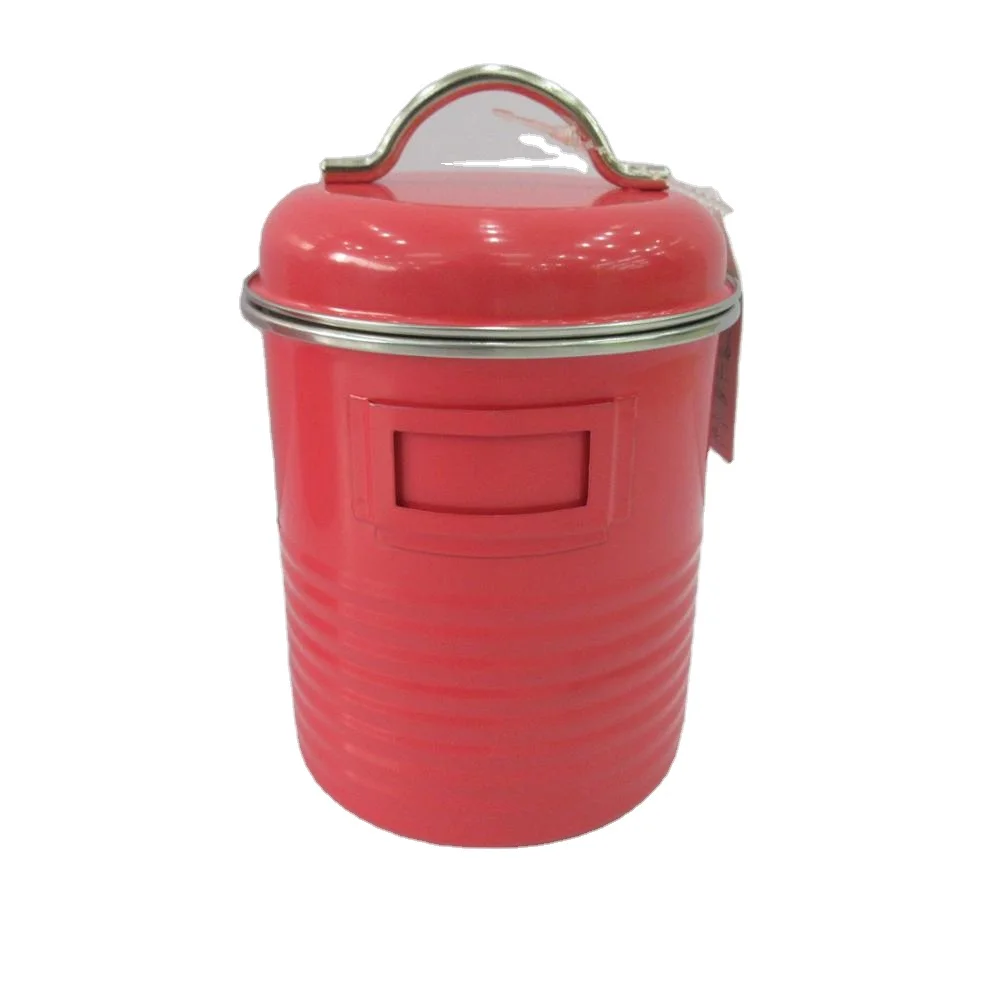 Cheap Price Simple Red Metal Storage Tin Container With Lid