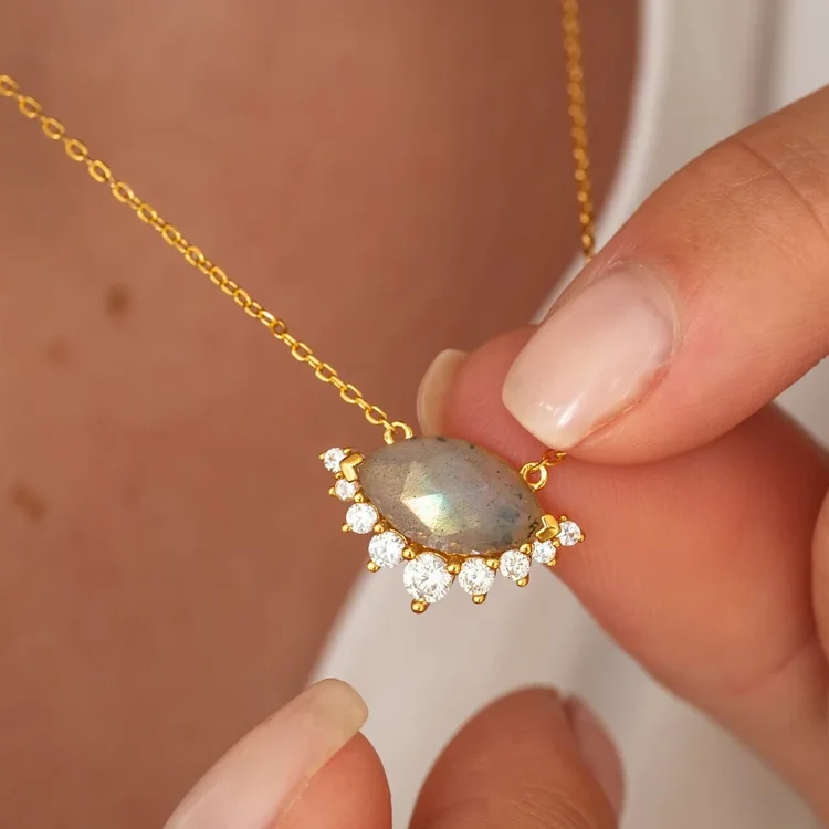 Womens gemstone 925 sterling silver moonstone necklaces for women new arrival 2023