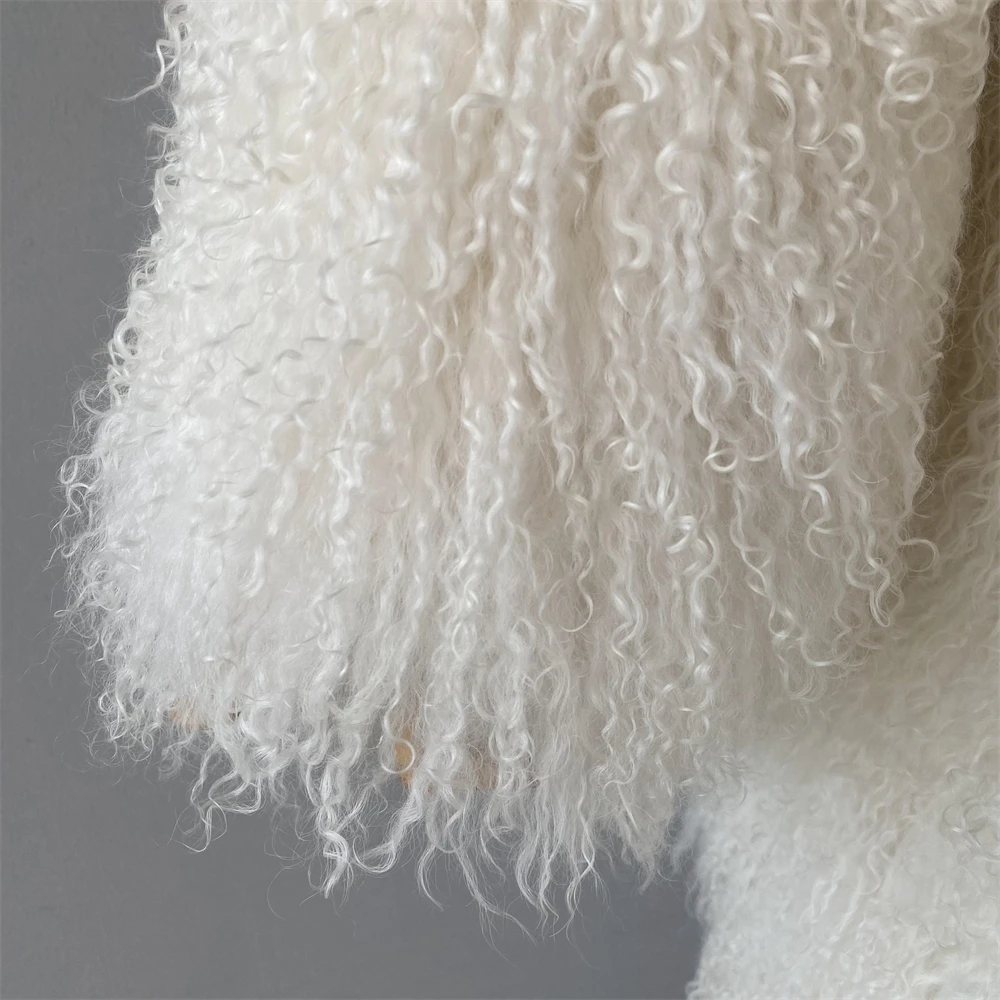 Ladies Genuine Sheep Fur Coat Plus Size Made of Natural Fur Soft Women Full Length Mongolian Fur Coat for Women