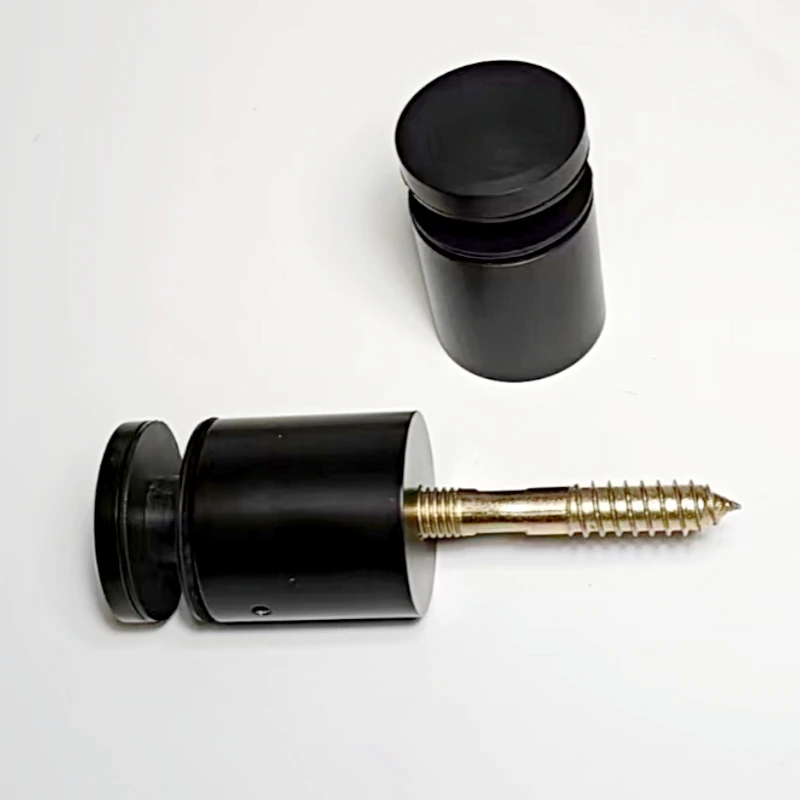 Glass Balustrade Stainless Steel Railing Design Black D 38 mm Adjustable Glass Standoff for 16 mm glass railing staircase