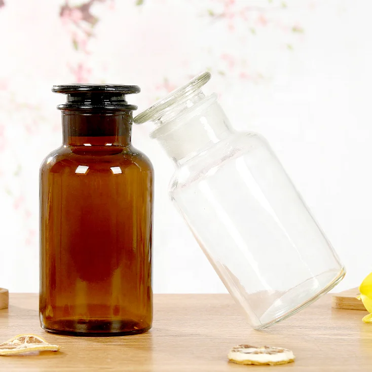 Wide Mouth Glass Amber Reagent Bottle Thick Leak-proof Sealed Reagent Bottle For Dispensing Alcohol And Other Liquids