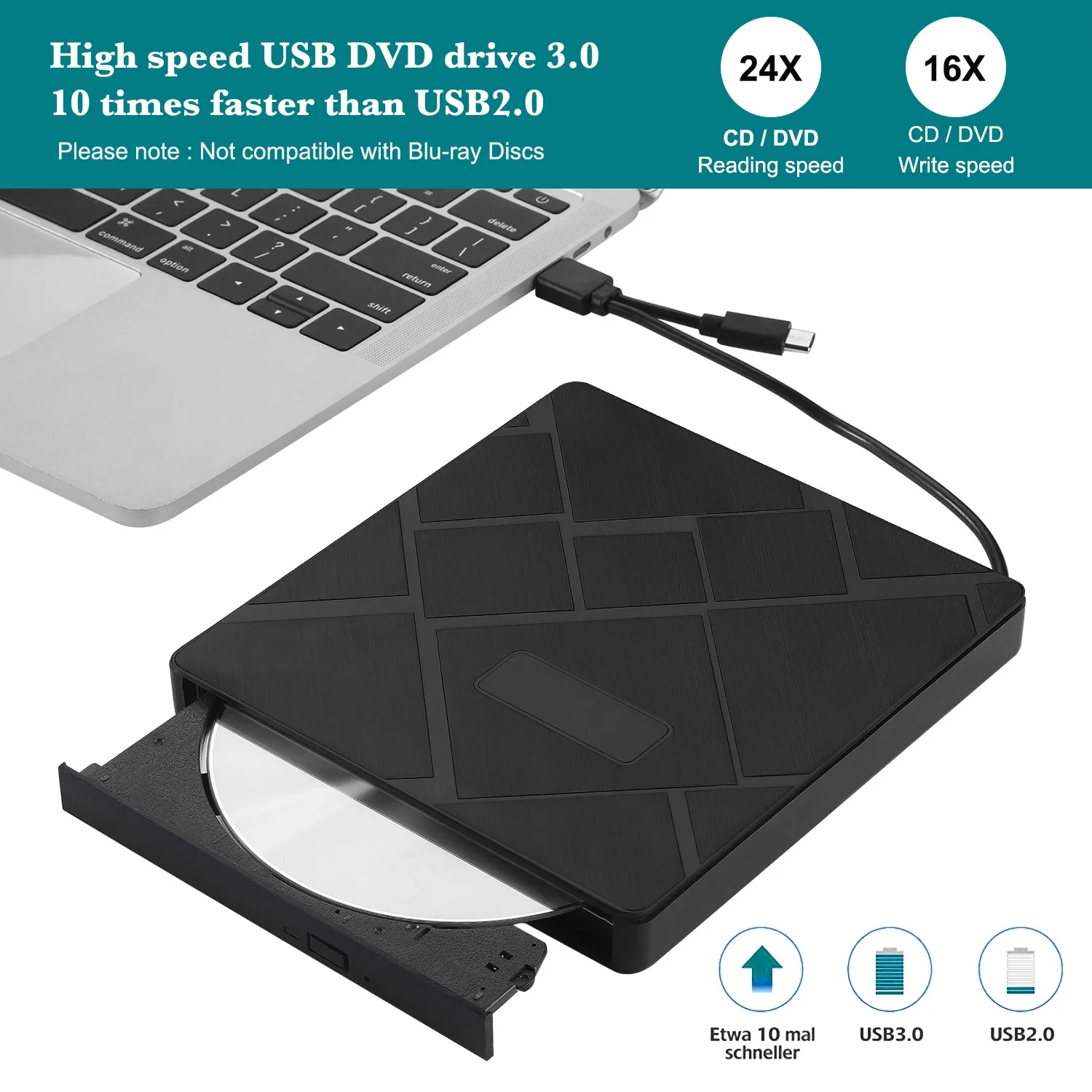 Usb 3.0 DVD-привод с разъемом Type-c поддержка usb sd TF внешний мобильный оптический привод CD-драйвер для