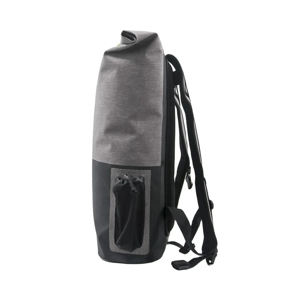 Heather Grey TPU Roll Top Backpack Urban Leisure Waterproof Laptop Sports Daypack Backpack