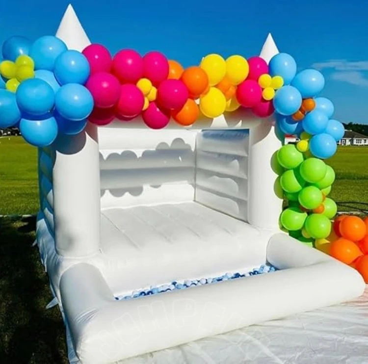 Mini jumping castle for kids Pink wedding bounce house with ball pit white inflatable jumper party toys