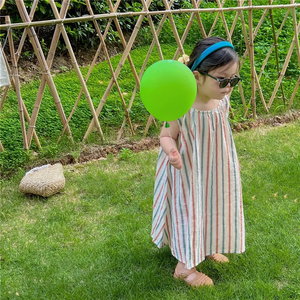 2024 summer Korean set striped striped sundress short-sleeved shorts two-piece sister-brother travel suit