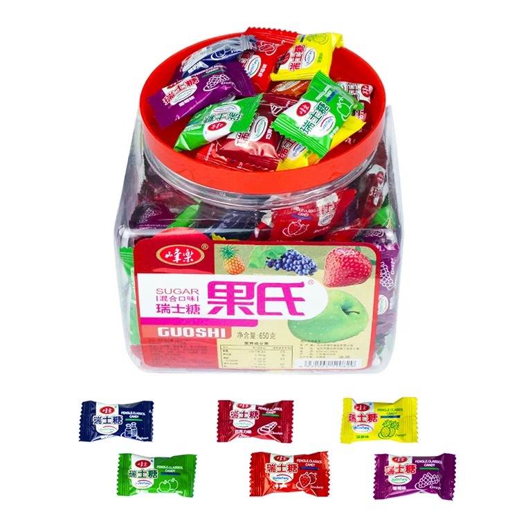 Sweet Sour Flavoured Gummy Variety Colored Tasty Jar Packaged Individually Single Wrapped Chewy Toffy Milk Candy