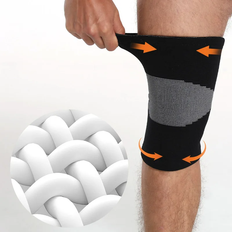Custom Double layered fabric Breathable Knee Brace Nylon Knitted Knee Sleeves for Weightlifting Gym
