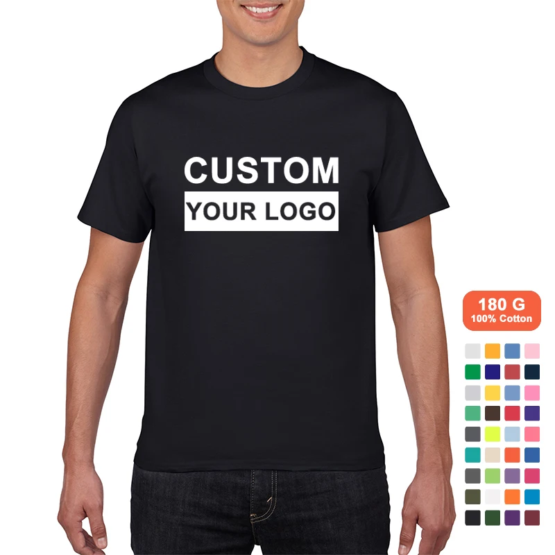 High Quality 180Gsm Cotton Mens Tshirts Custom Your Own Brand Printing Blank T Shirt For Unisex