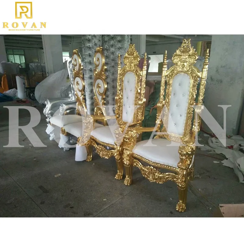 wedding  luxury red and gold king and queen throne chair velvet