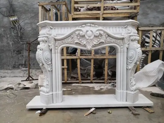 Outdoor Marble Sculpture Home Decor Natural Limestone Fireplace Surround indoor natural stone cream white marble fireplace