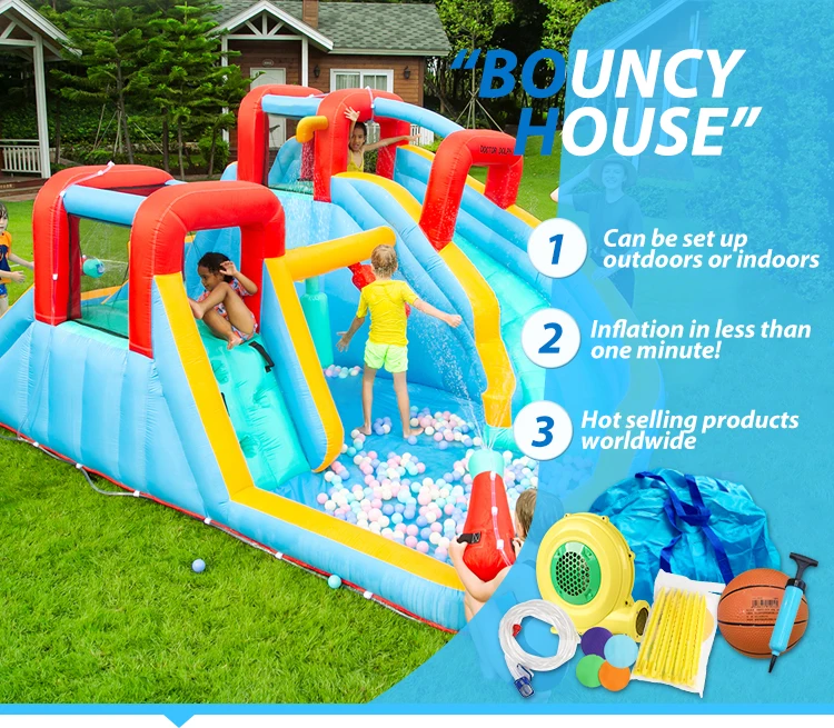 Doctor Dolphin Factory Hot Sale Large Double Slide Water Bouncy Castle for Kids