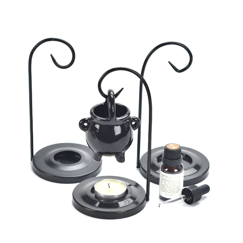 Черный висячий котел, восковая горелка, ароматизированный масляный диффузор, держатель для семян для домашнего автомобиля, оптовая продажа, упаковка, саше