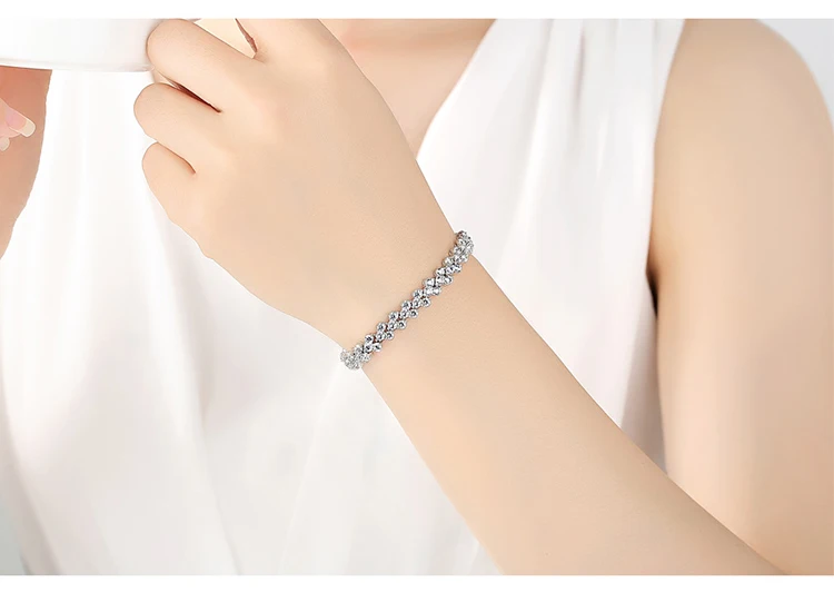 Firstmadam Shiny S925 Sterling Silver Bracelet High Quality Tennis Bracelet Women