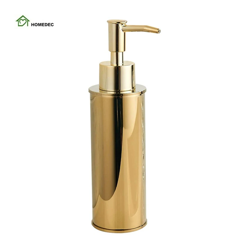 Luxury 304 stainless steel gold finish Manual liquid soap dispenser