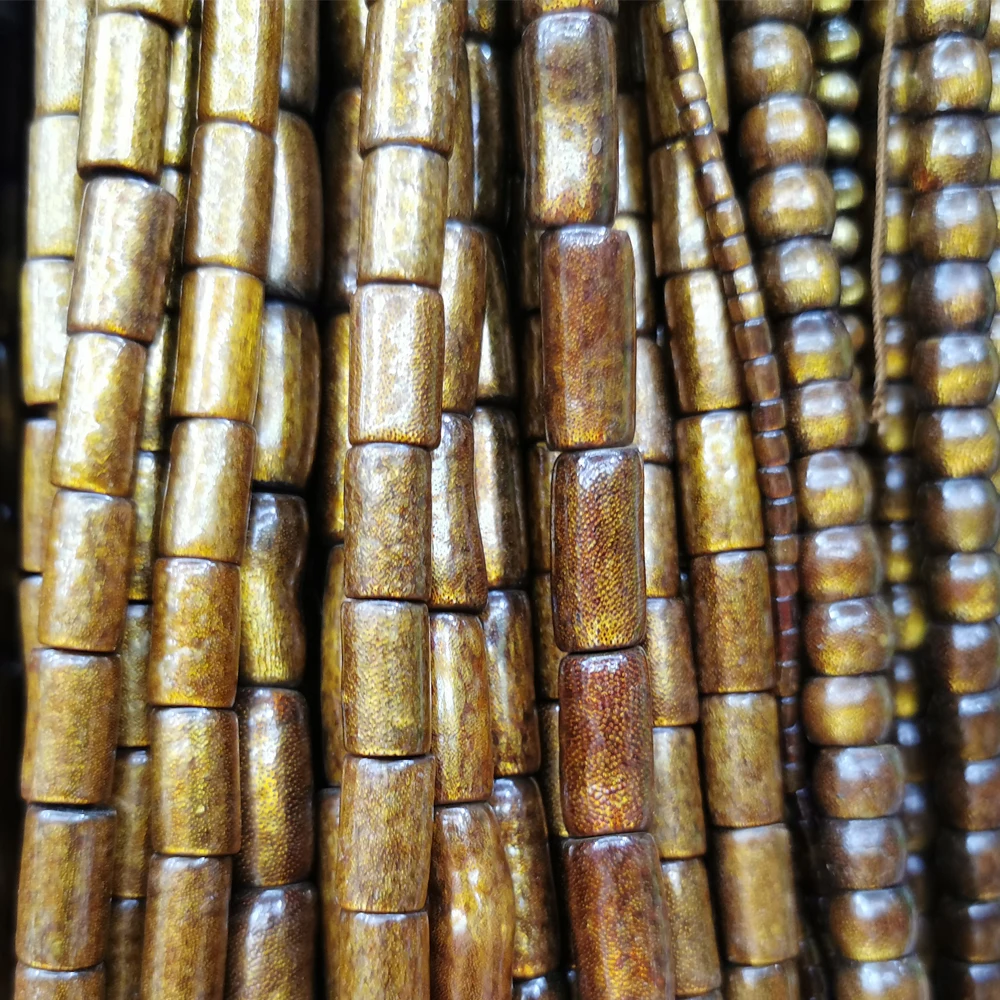 Wholesale Golden Natural Coral Cylinder Beads Large Hole Stone Beads For Jewelry Making
