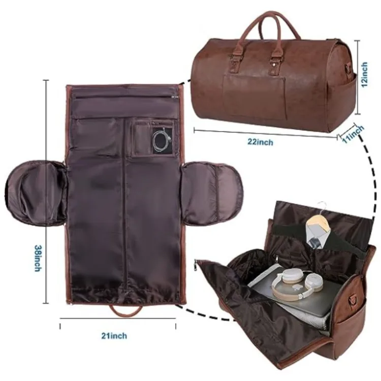 Wholesale Outdoor PU Leather Luggage Travel Bag Business Suit Men Duffel Travelling