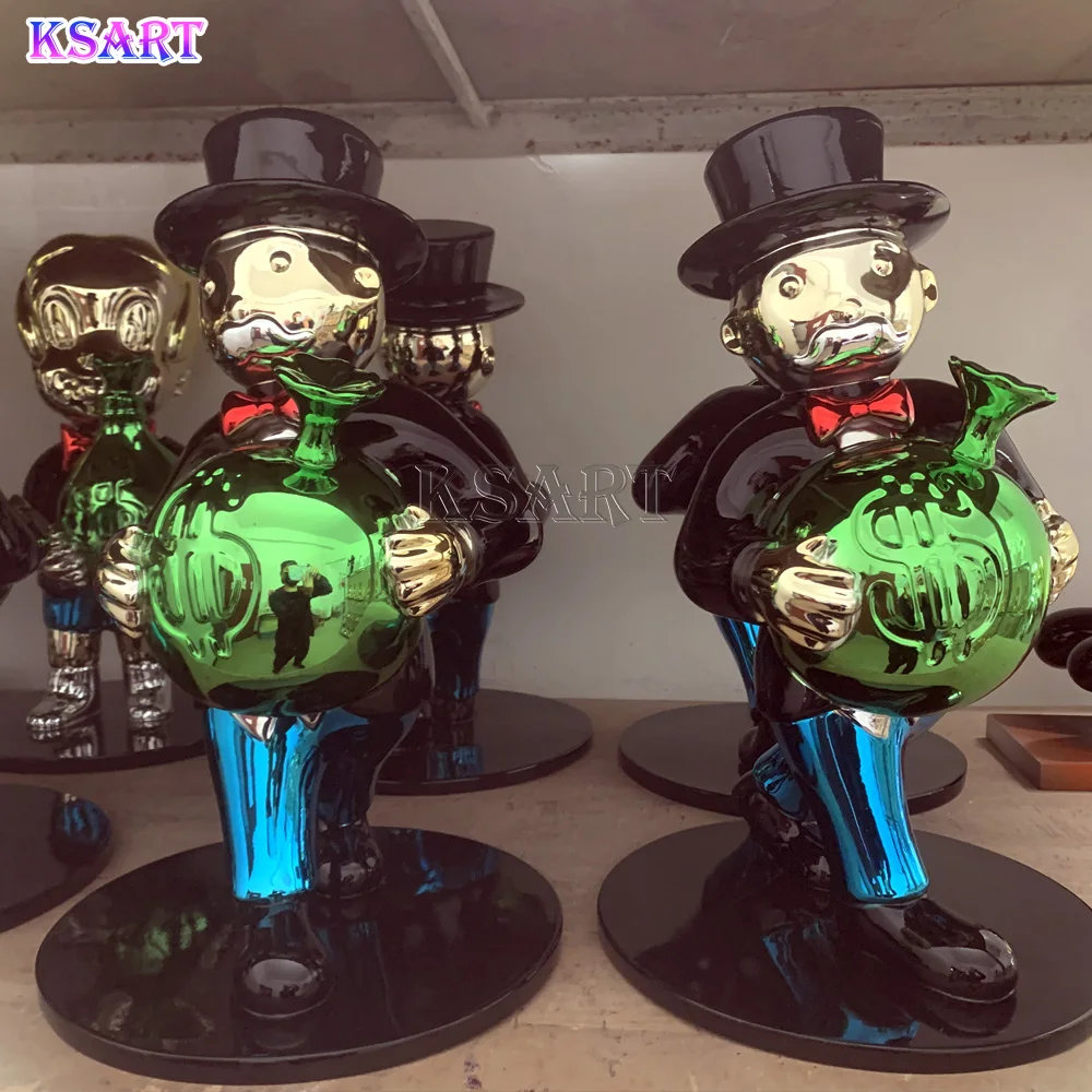 Wholesale folk art sculpture Resin sculpture home store decoration Alec monopoly arts and crafts decoration