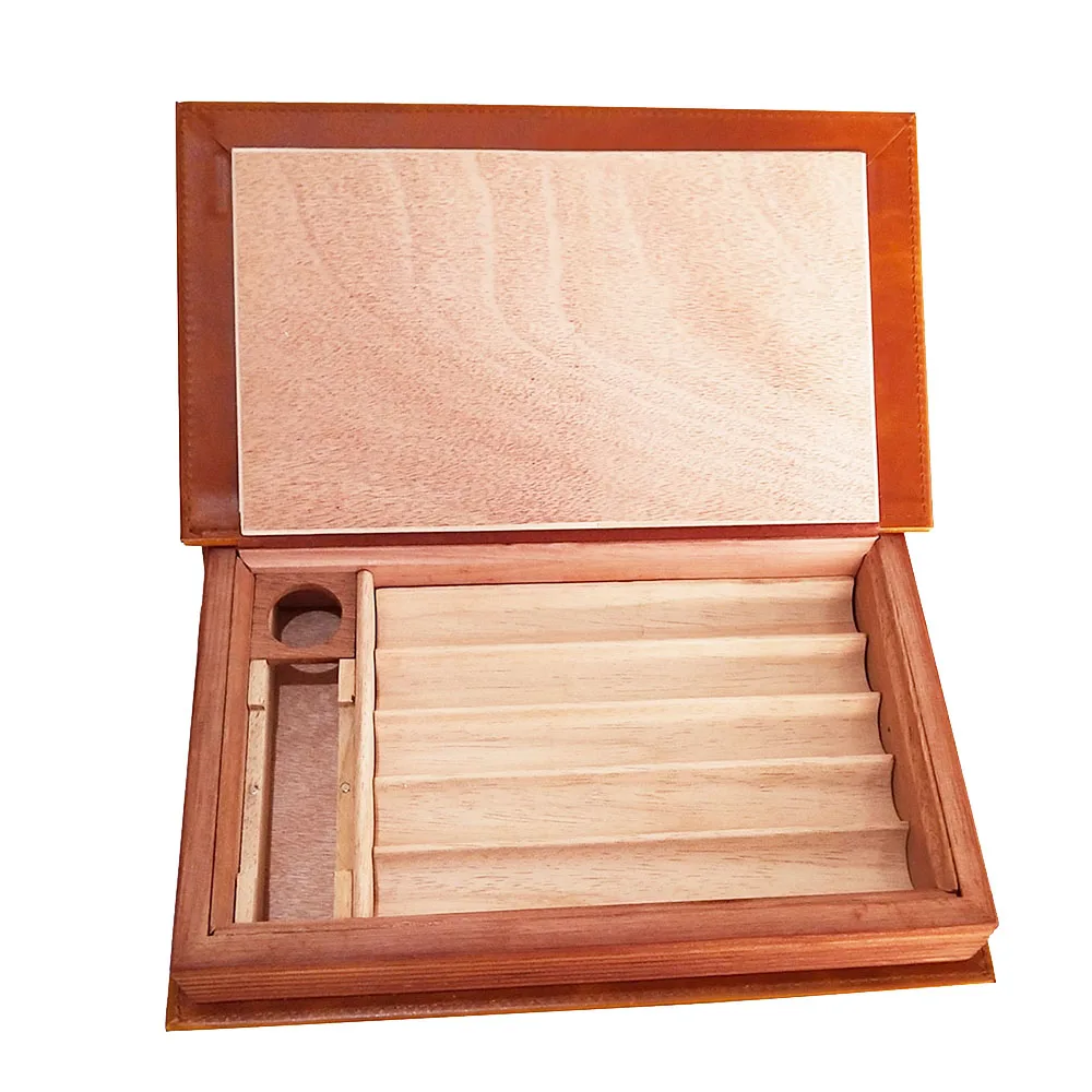 Leather Book-shaped Cigar Case portable cigar packing box For travel