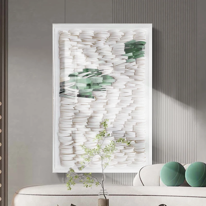 Living room sofa background hanging painting art light luxury decorative painting abstract paper art acrylic painting