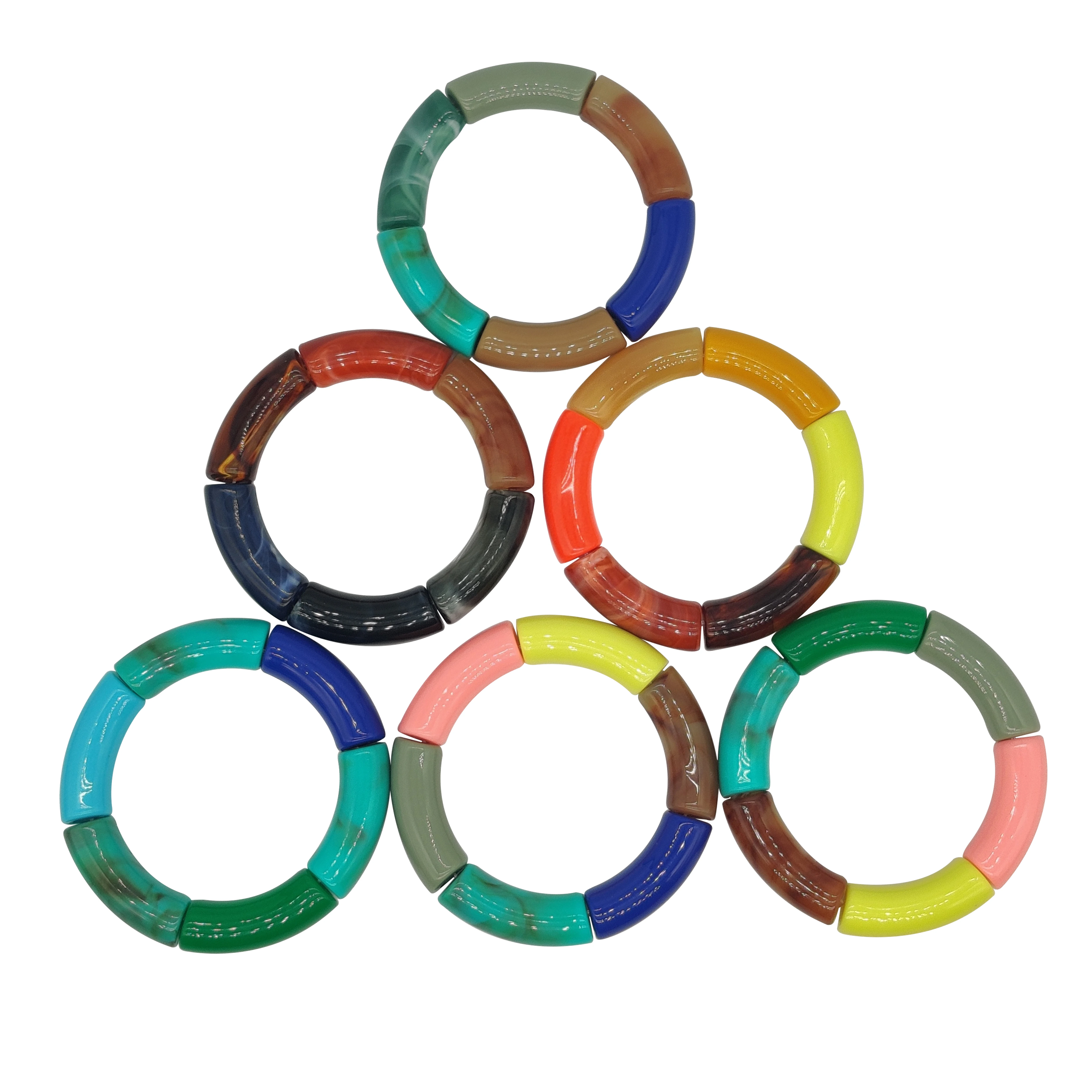 2020 New Fashion Acrylic Designer Curved Beads Cuff Bracelet Femme Bangles Women Jewelry