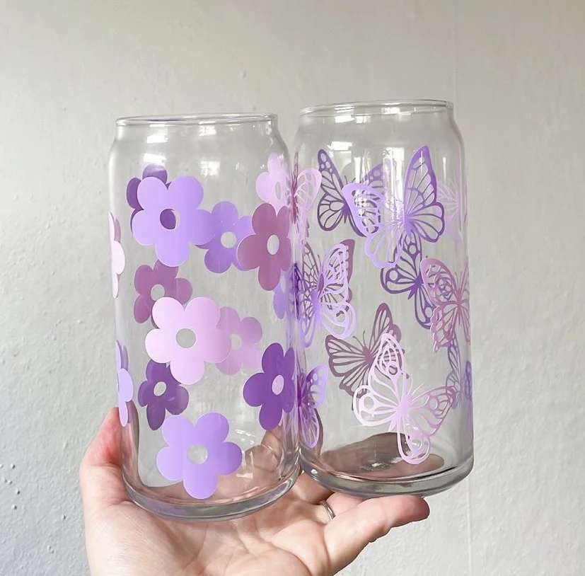 Clear Beer Can Sublimation Can Glass Shaped Water Coffee Soda Juice Cup With Plastic Straw Beer Can Mugs Glass Cup With lid