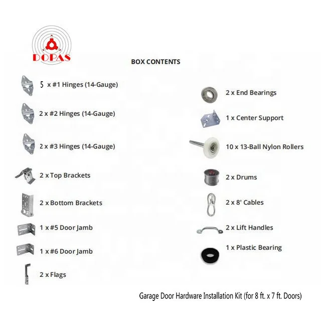 Garage Door Hardware Repair Kit Installation box for 16*7 or 8*7 door