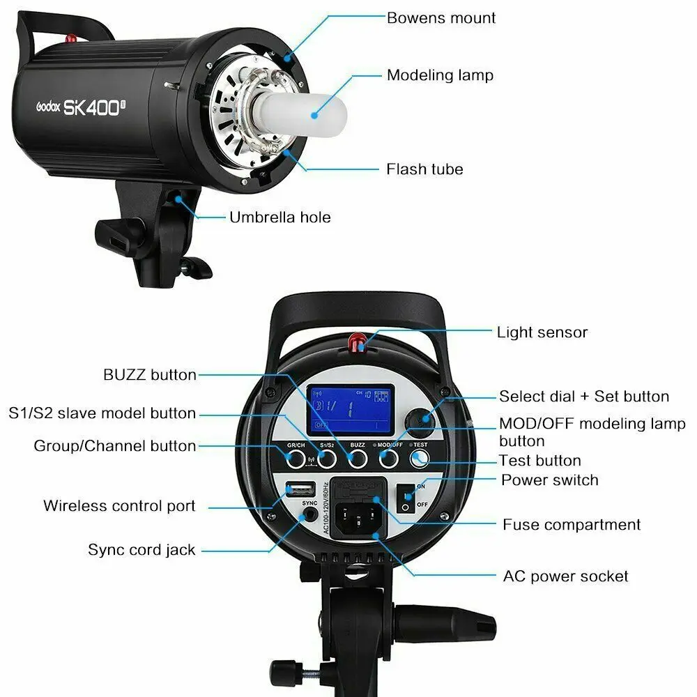  Godox SK400II 400Ws аксессуары для фотостудии Flash Strobe Light Встроенная беспроводная система X 2 4G GN65 креативной