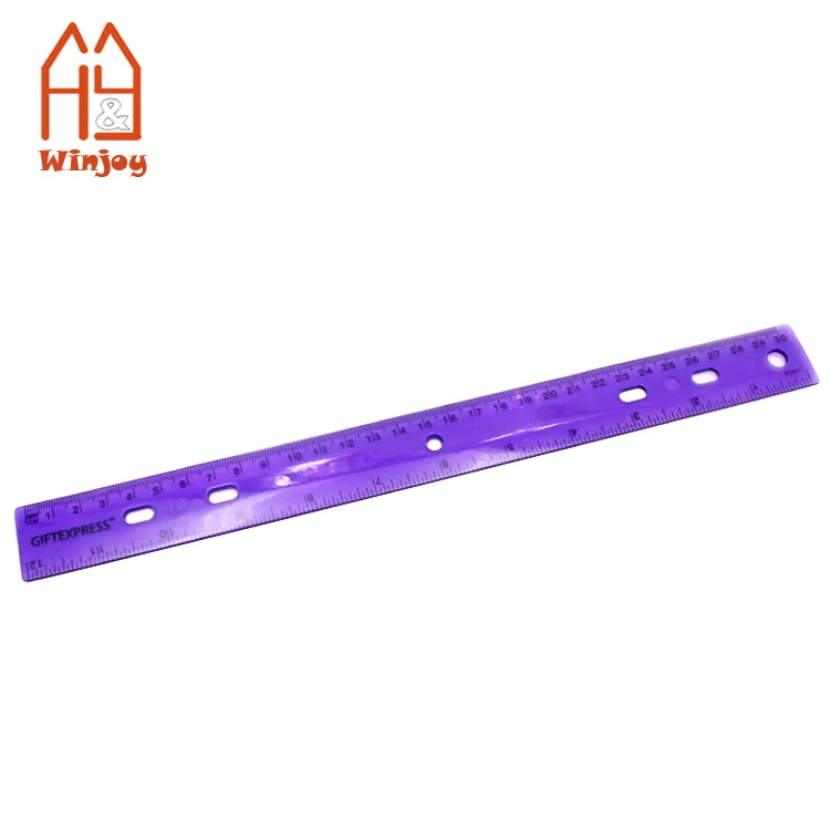 12 Inch/30cm Transparent Plastic Ruler, Assorted Color with Customized Personalized logo for School & Office.