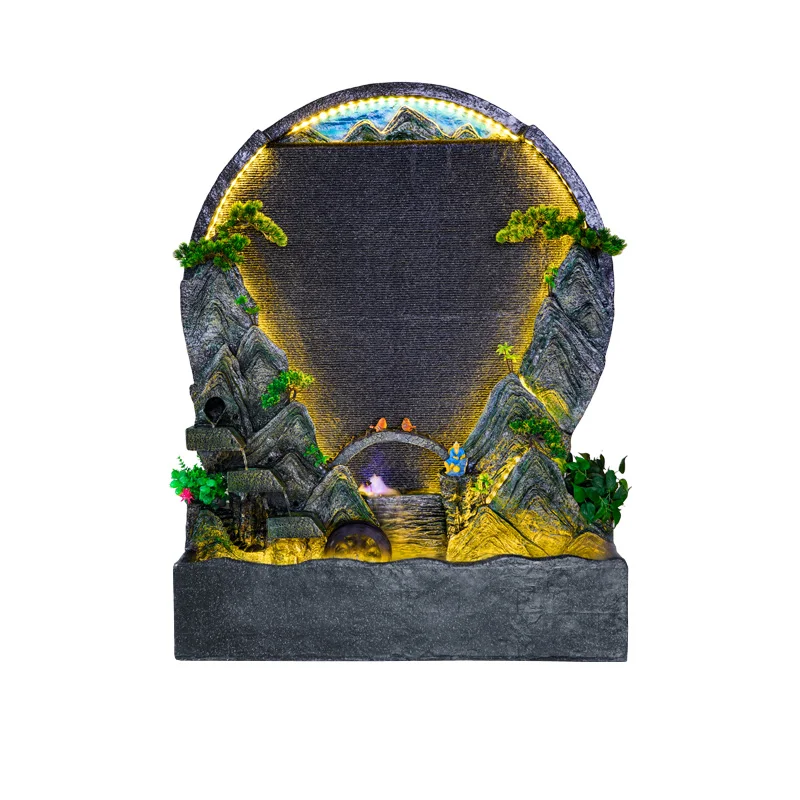 
Best Price Superior Quality Indoor Home Office Water Curtain Wall Fountain Resin Crafts 