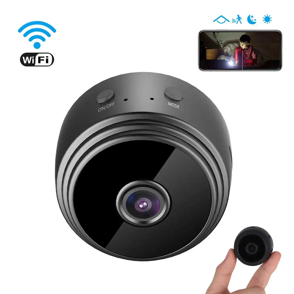 A9 Wireless HD Mini WIFI Round Magnetic Adsorption Internet Security Camera 1080P Home Security Smallest Stand With Night Vision
