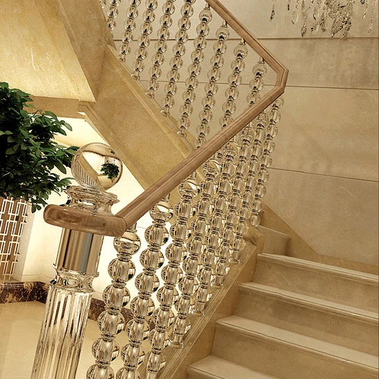 Indoor Crystal Glass Stair Pillar Balustrade Transparent Clear Acrylic Stair Handrail