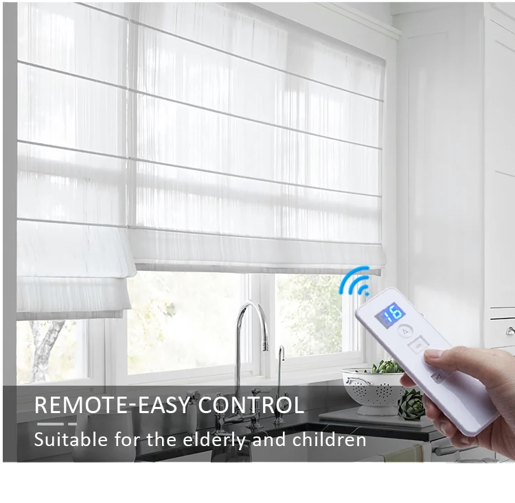 Customized Multifunction Electricity Roman Blinds Shades Motorized Blackout Custom Magnetic Remote Roman Blinds