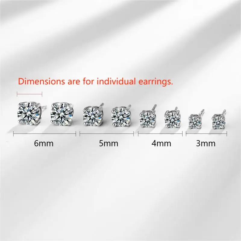 S925 Sterling Silver Sparkling Four Claws Single Diamond Earrings Female Simple Fashion Small Ins Wind Set Zirconia Earrings