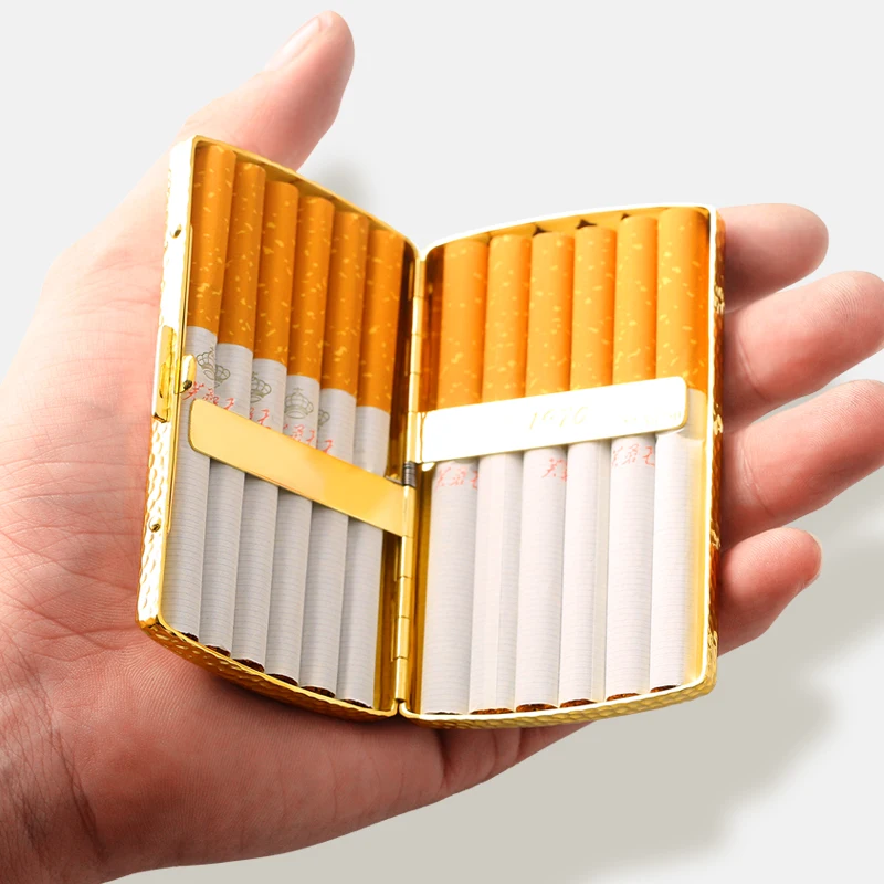 Metal Gold Plated Tobacco Herb Case Reusable Mini Portable Reusable Tobacco Cigarette Container Box Travel Tobacco Storage