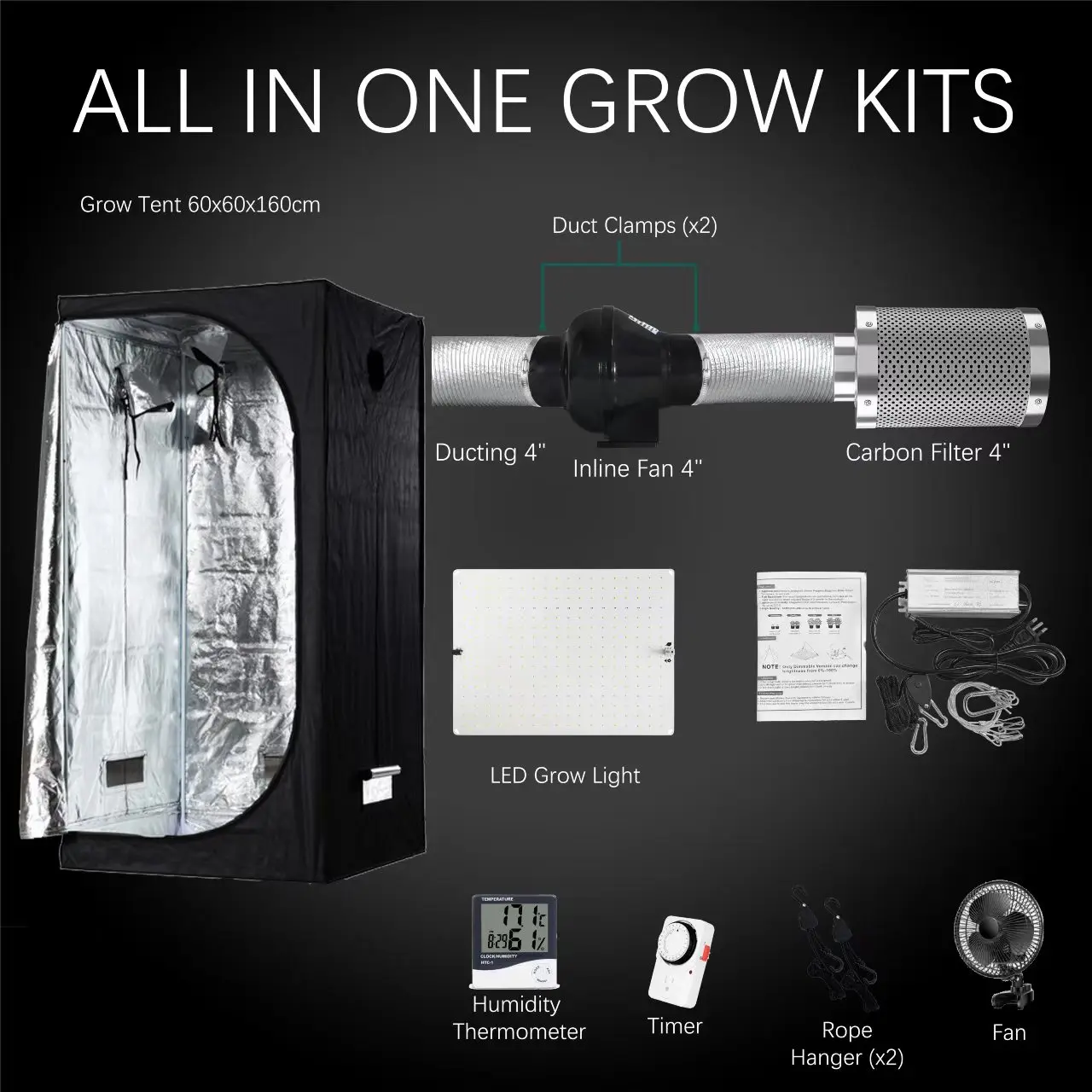 2024 Most Popular Complete Grow Tent Kits Plant Grow Tents Garden Greenhouse Kits 120*120*200cm Hydroponic Plant Grow Tent Box