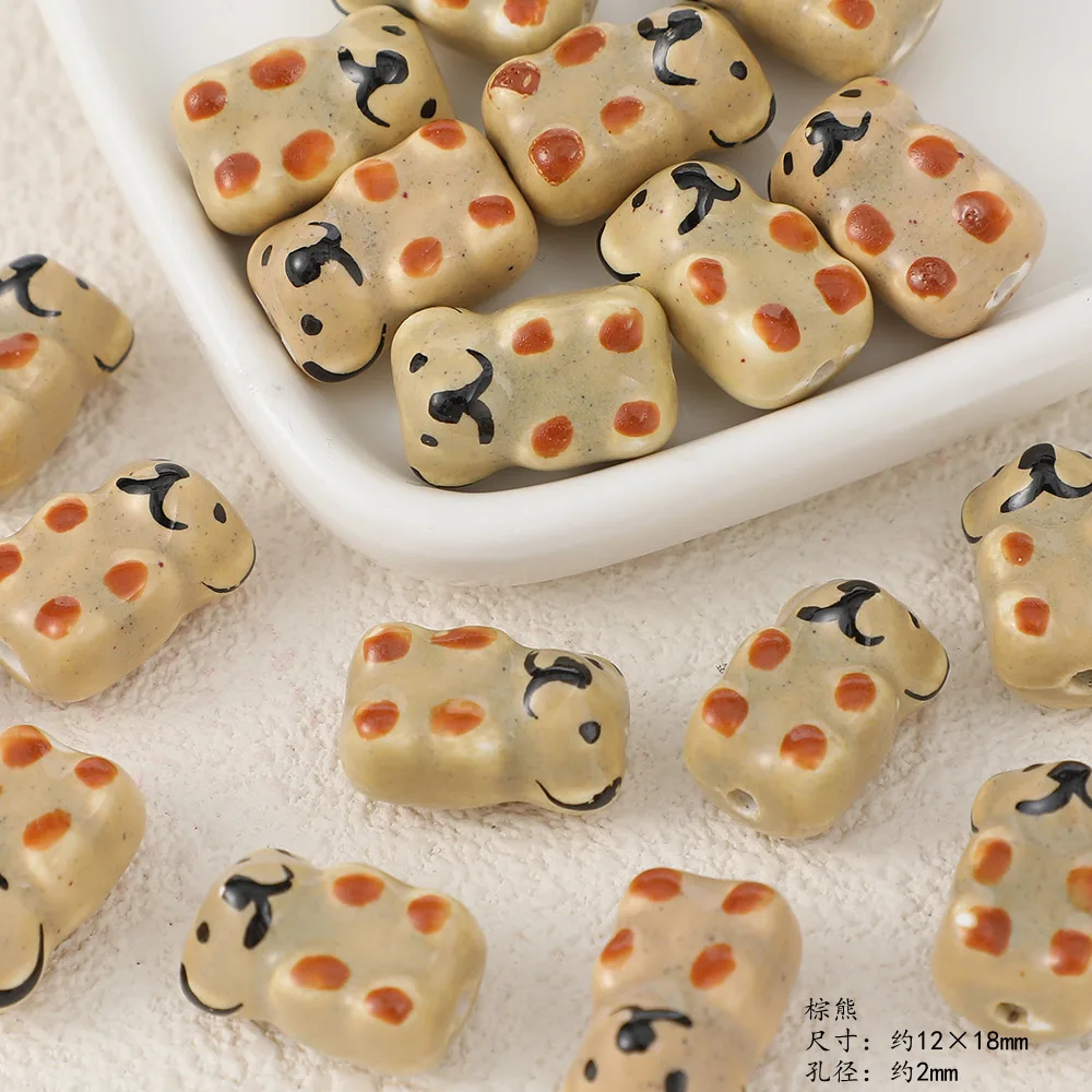 YANYE Cute Ceramic Animal Collection Bamboo Panda Phone Chain Wholesale DIY Jewelry Accessories Pendant Hand Painting Beads