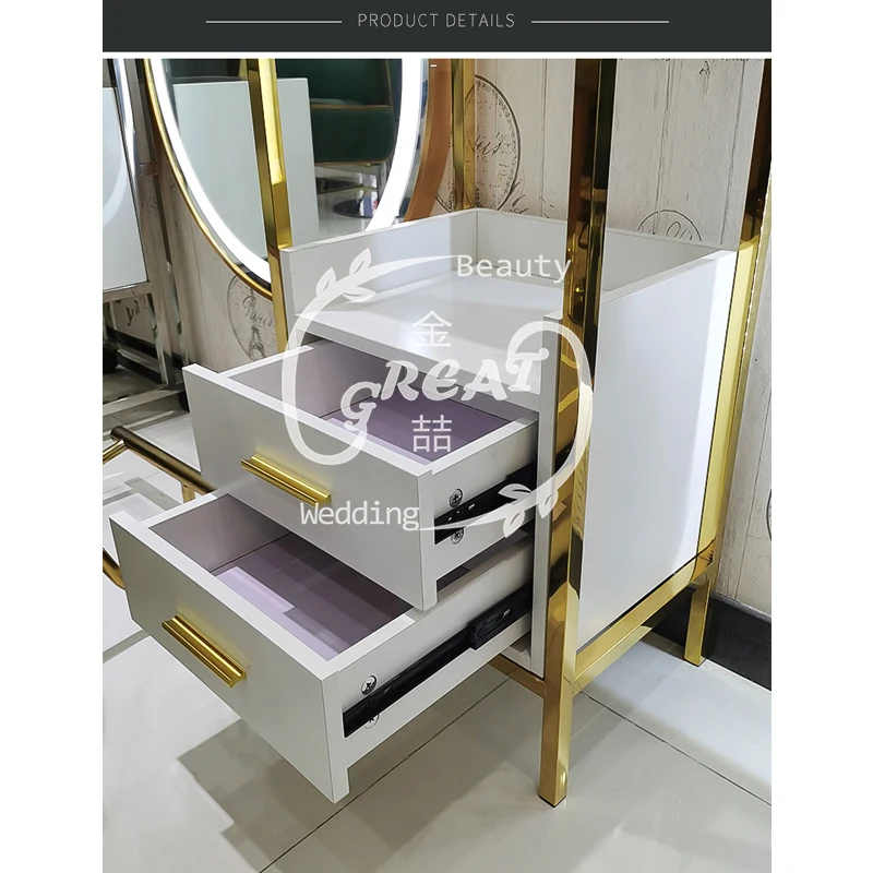 Great Foshan Factory Modern White Cheap Gold Metal Salon Trolley