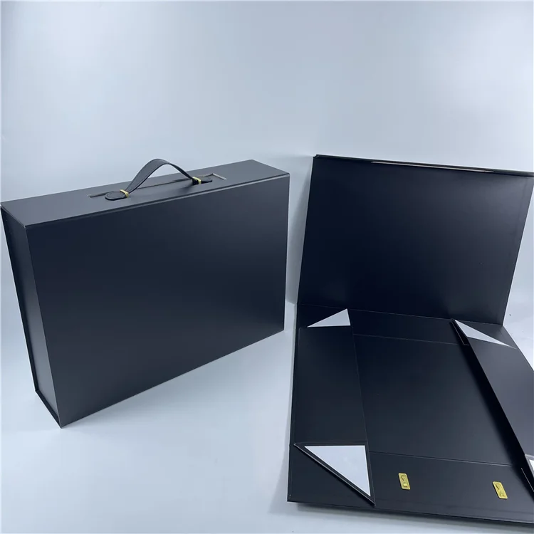 Recyclable Wholesale Anti Scratch Laminated Black Paper Storage Foldable Packaging Jeans Big Boxes Cloth Shipping Gift Package