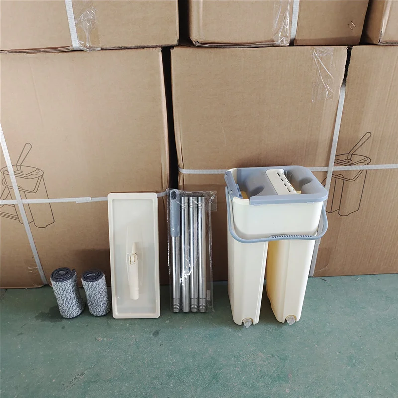 High grade and easy to clean flat extrusion mop and bucket set made of ultra-fine fiber fabric