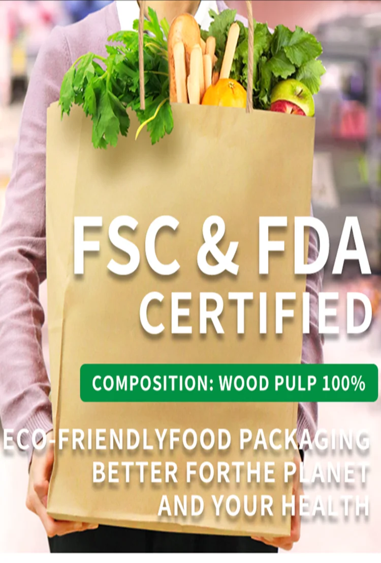 Wholesale Food Grade Waterproof Ziplock Biodegradable Brown Kraft Paper Kraft Stand Up Pouch Snack Food Bag With Printing 100Pcs