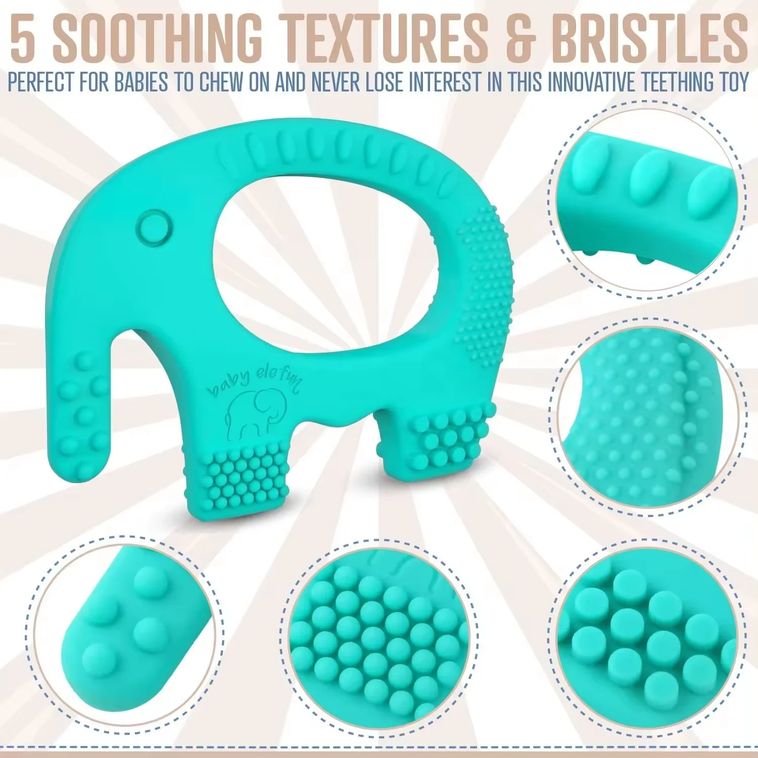 Soft and Highly Effective Elephant Teether, customized Baby Teething Toys