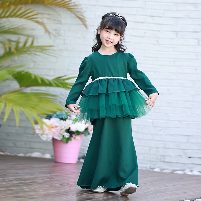 New product in China Princess Party Beautiful Muslim baju kurung malaysia For Girl