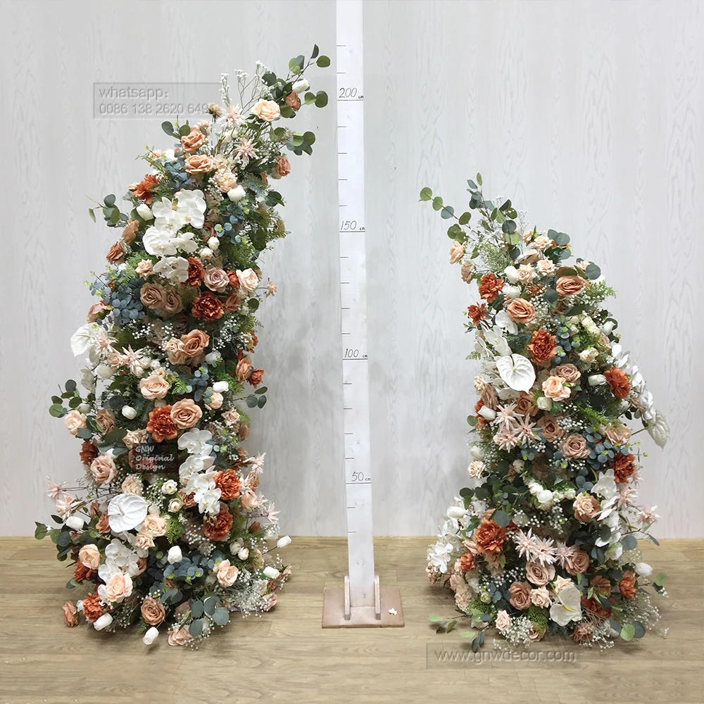 GNW Hot Sale Wholesale Decorative Silk Flower Supplies Artificial Roses Events Wedding Heart Shaped Frame Backdrop
