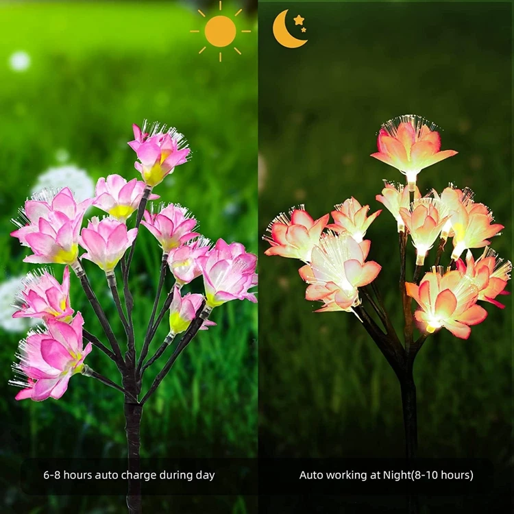 Solar Home Garden Lights 12led Camellia Garden Flower Decoration Outdoor Solar Lights Solar Waterproof Garden Lights for Patio