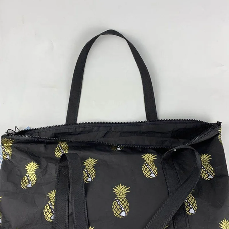 Custom Tyvek Soft Waterproof Shopping Tote Bags Washable Paper Handbag Zipper Summer Beach Bag