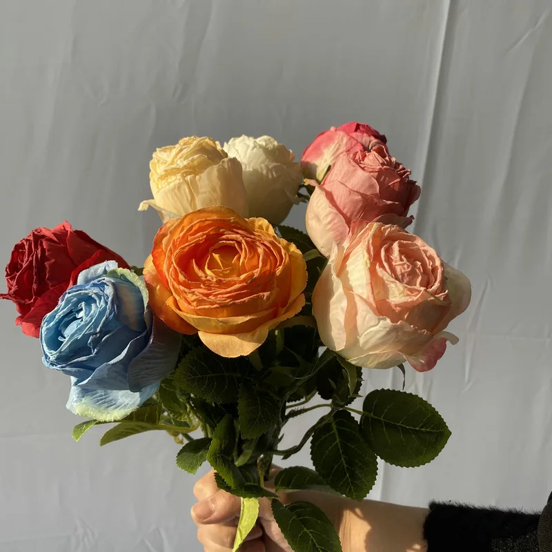 Factory silk rose flower wedding artificial flowers decor red rose valentine day gift real touch artificial rose flowers